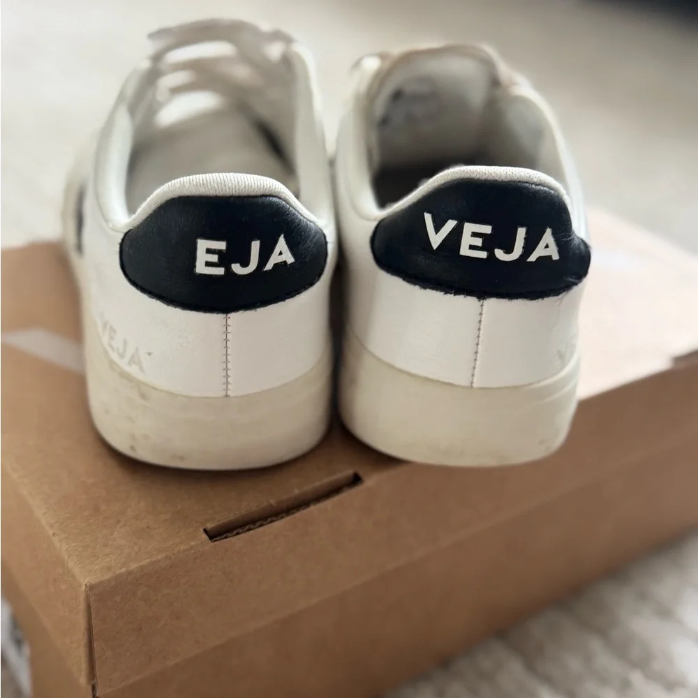 Veja White and Black Velcro Sneakers - Picture 4 of 8